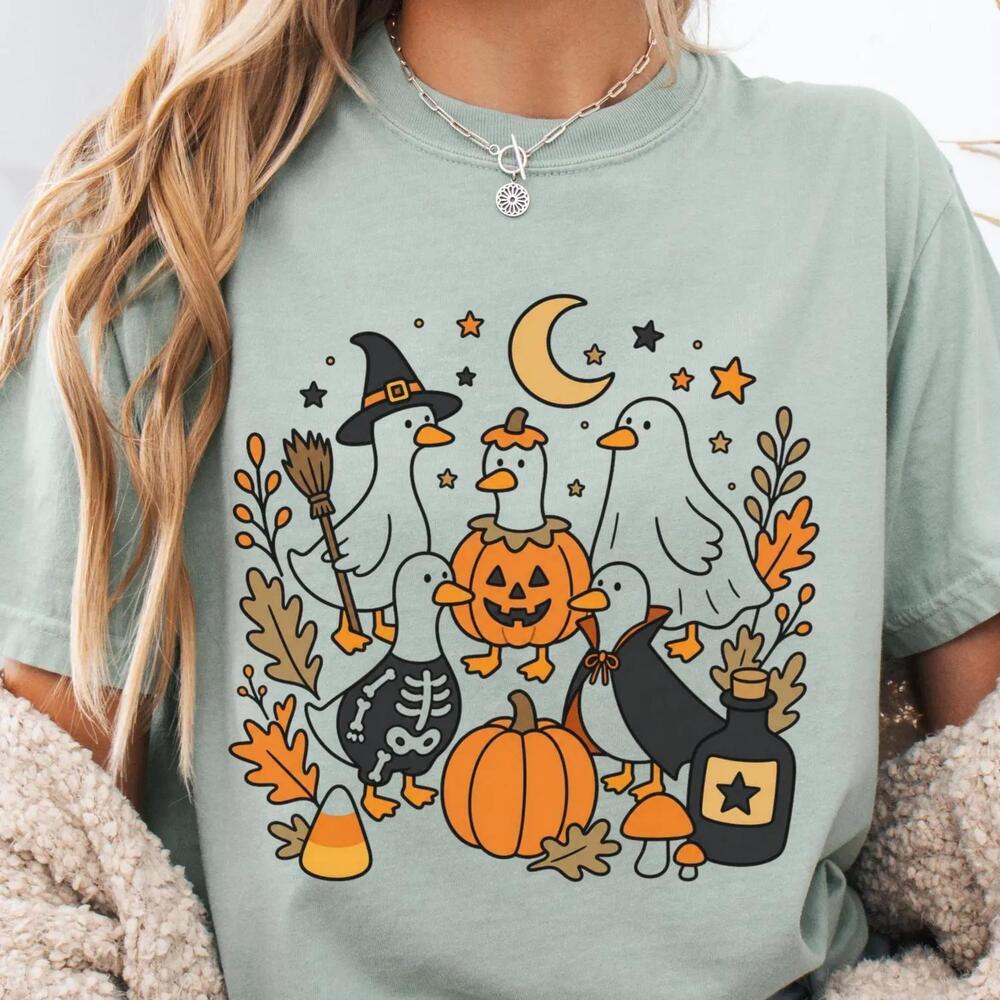 Spooky Goose Halloween Shirt, Silly Goose  Tee, Witch Ghost